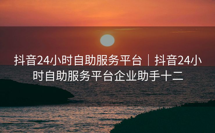 抖音24小时自助服务平台｜抖音24小时自助服务平台企业助手十二