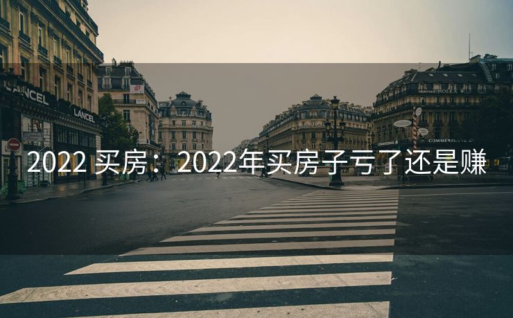 2022 买房：2022年买房子亏了还是赚