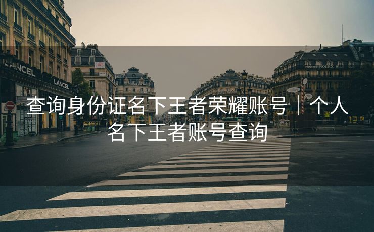 查询身份证名下王者荣耀账号｜个人名下王者账号查询