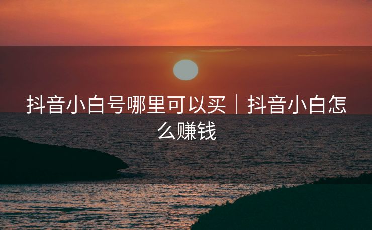 抖音小白号哪里可以买｜抖音小白怎么赚钱