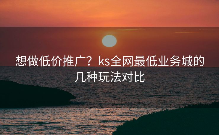 想做低价推广？ks全网最低业务城的几种玩法对比