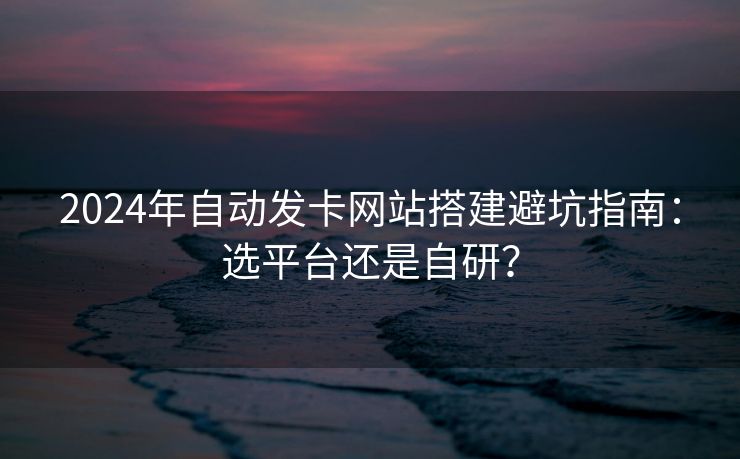 2024年自动发卡网站搭建避坑指南：选平台还是自研？