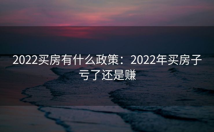 2022买房有什么政策：2022年买房子亏了还是赚