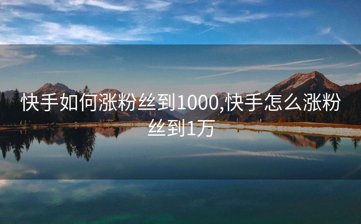 快手如何涨粉丝到1000,快手怎么涨粉丝到1万