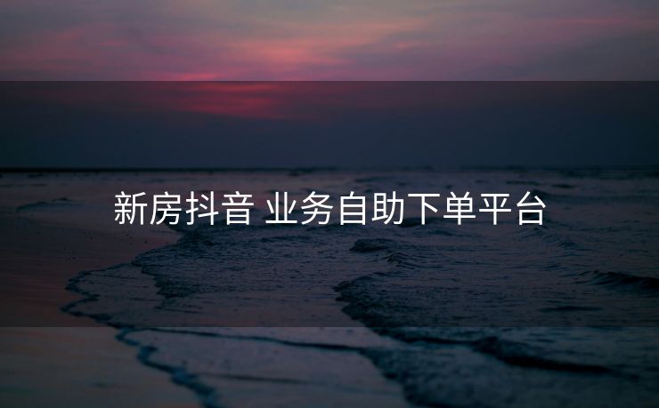 新房抖音 业务自助下单平台