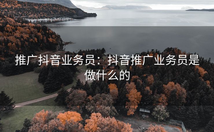 推广抖音业务员:抖音推广业务员是做什么的